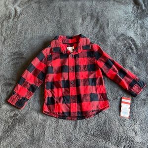 Cat & Jack NWT 2T red and black flannel button down